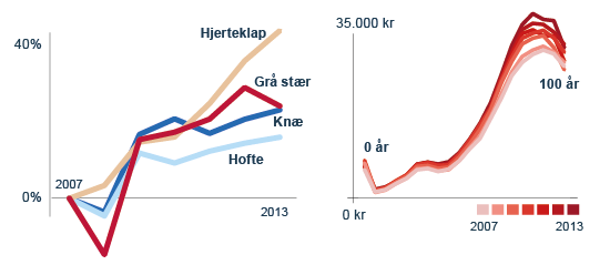 Kilde: Landspatientregistret, 2007-13. Faldet i antal operationer i 2008 skyldes strejke blandt sygeplejerskerne.
